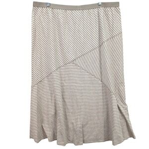 Vintage J.Jill 100% Pima Cotton Tan/Beige Striped Skirt 90s Women's Plus Size 2X